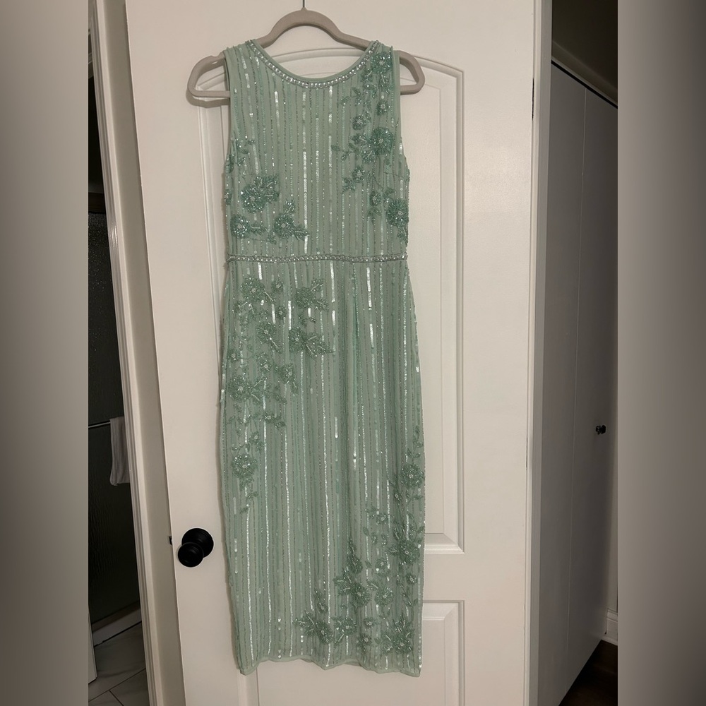 Mac Duggal Mint Green Dress with Beaded Detail